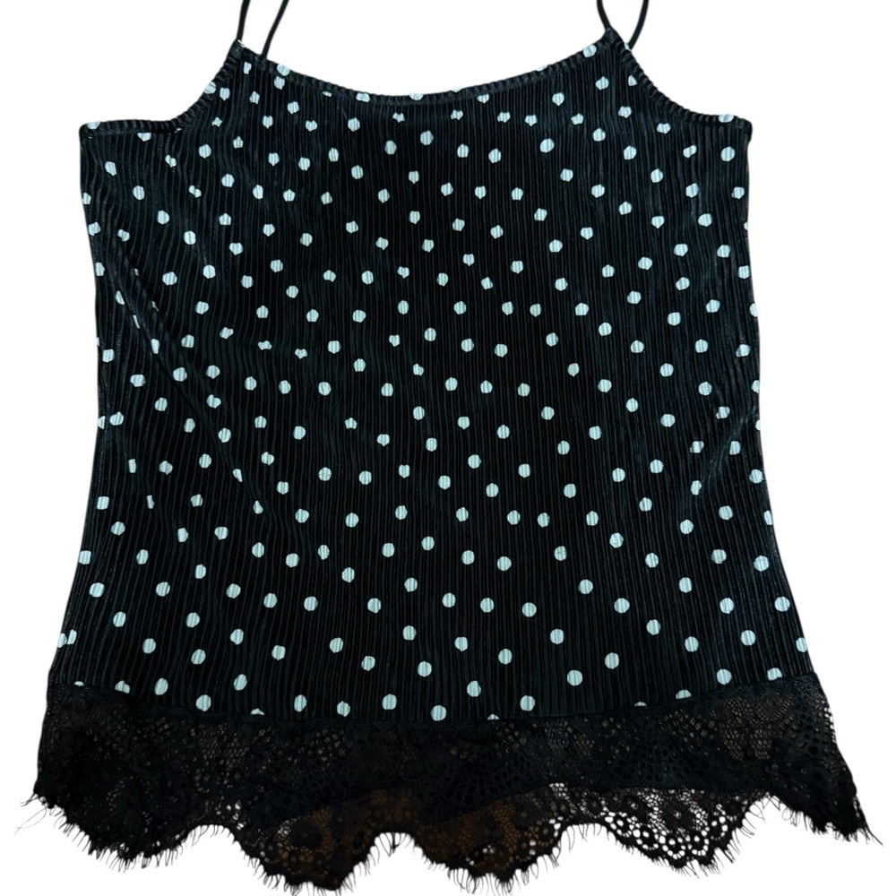 Black Polka Dot Lace Trim Cami Top